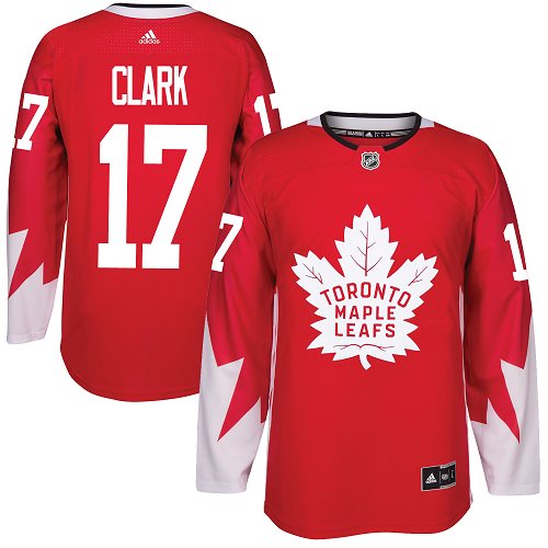 Adidas Maple Leafs #17 Wendel Clark Red Team Canada Authentic Stitched NHL Jersey